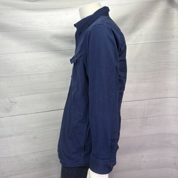 Lands End Mens Flannel-Lined Hurricane Shirt Navy Blue Traditional Fit Size L - Picture 9 of 13